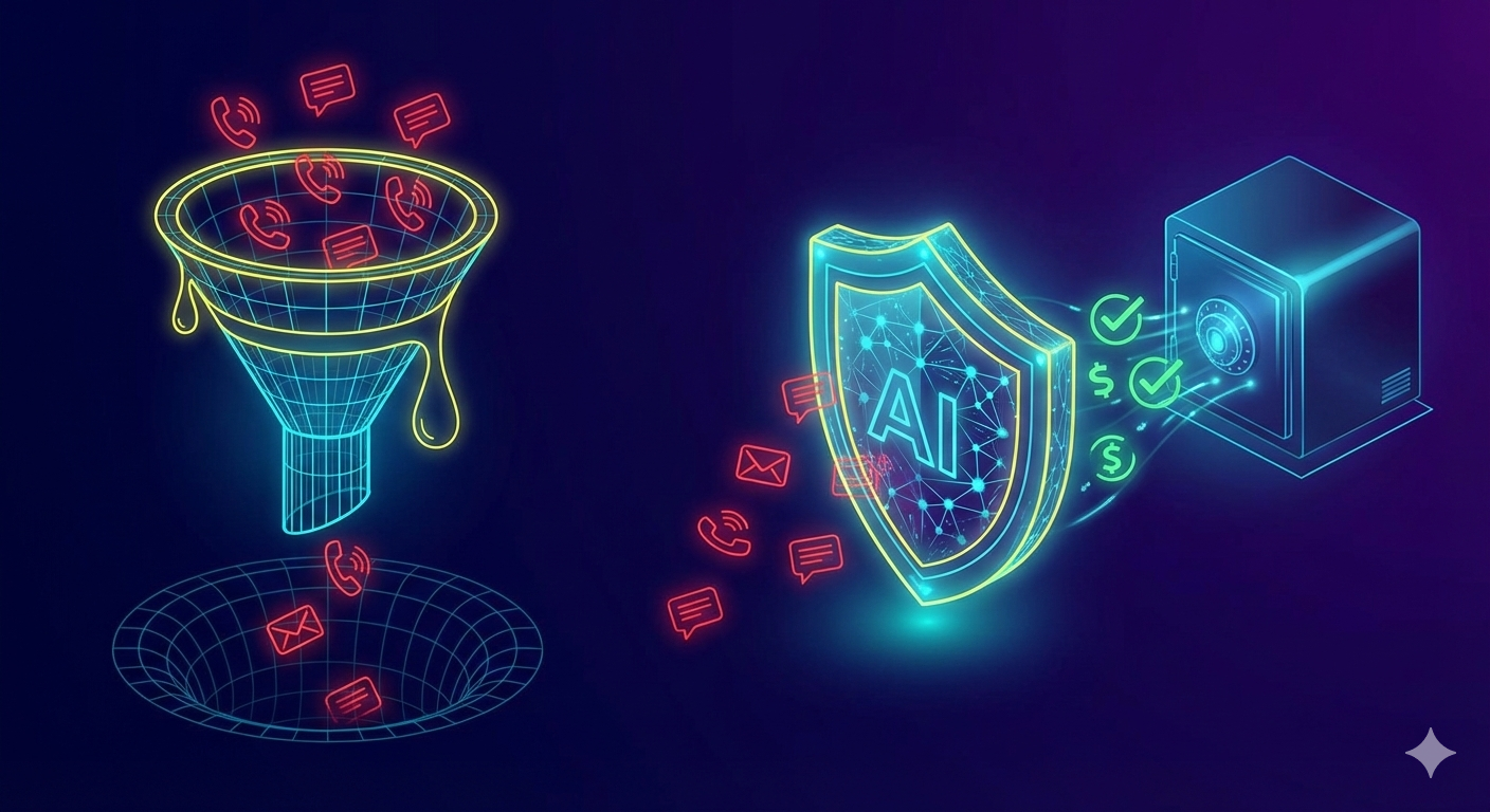 Визуализация: дырявая воронка продаж и ИИ-щит